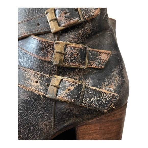 Bed Stu Begin Black Lux Leather Ankle Boots booties shoe Distressed size 11 - Picture 5 of 5